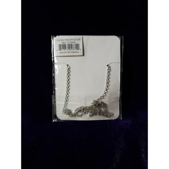 Bijoux by Meera Genuine Pink Chalcedony Stone Pendant Silver Tone Necklace, NWT - Picture 3 of 6